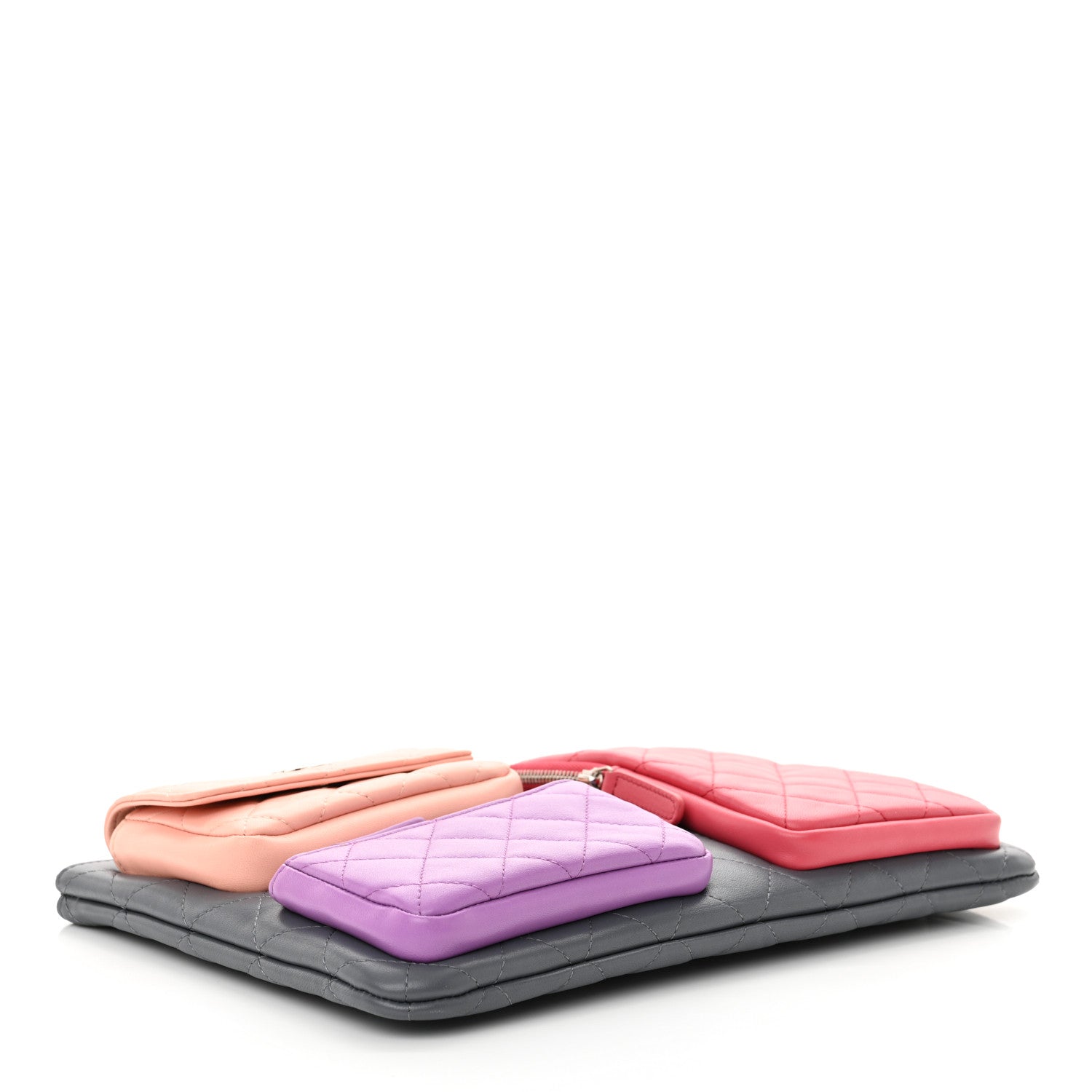 Chanel Lambskin Quilted Zipped Multi Pouch 4 of 11