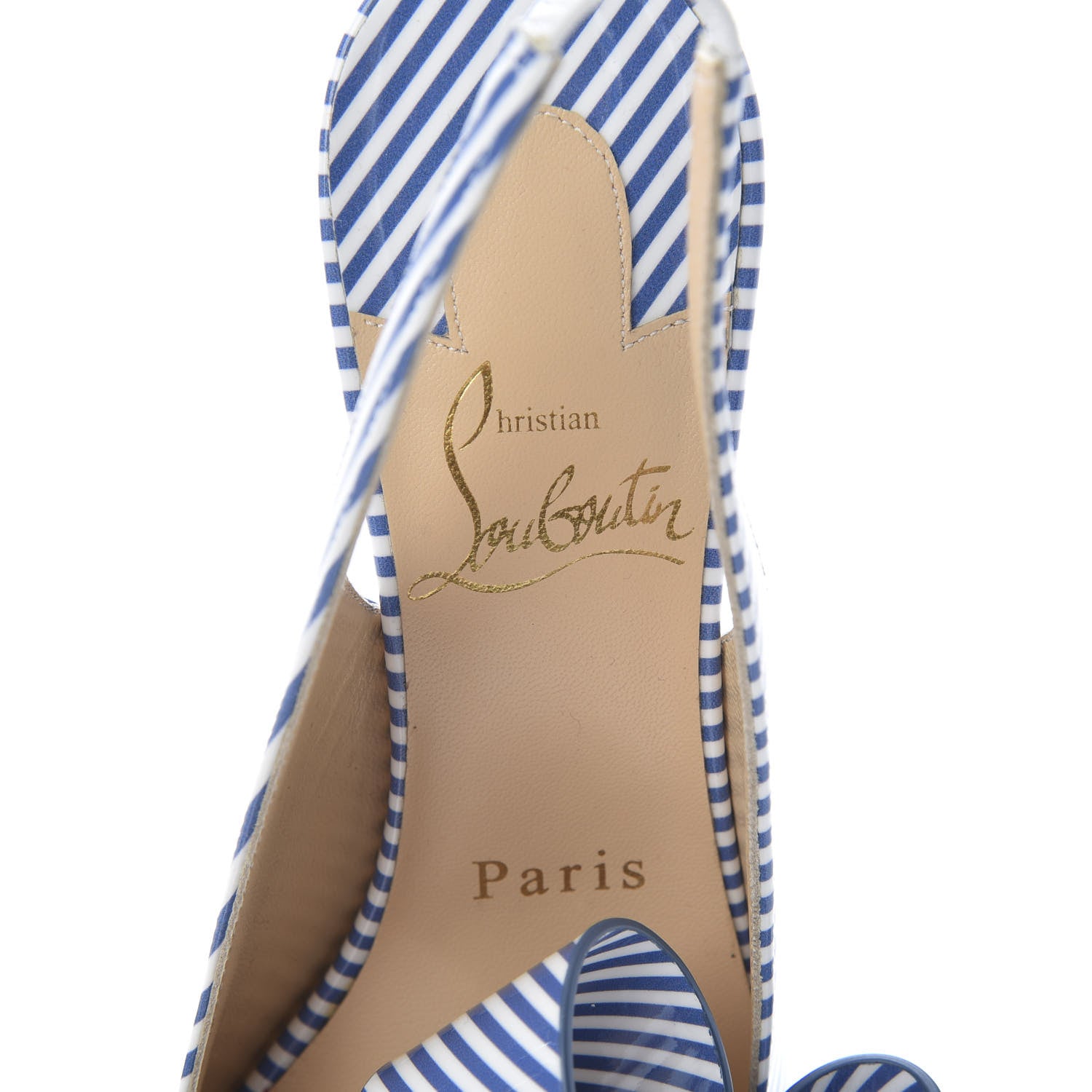 Christian Louboutin Patent Stripes Clare Nodo 80 Pumps 35 Jeans White 6 of 8