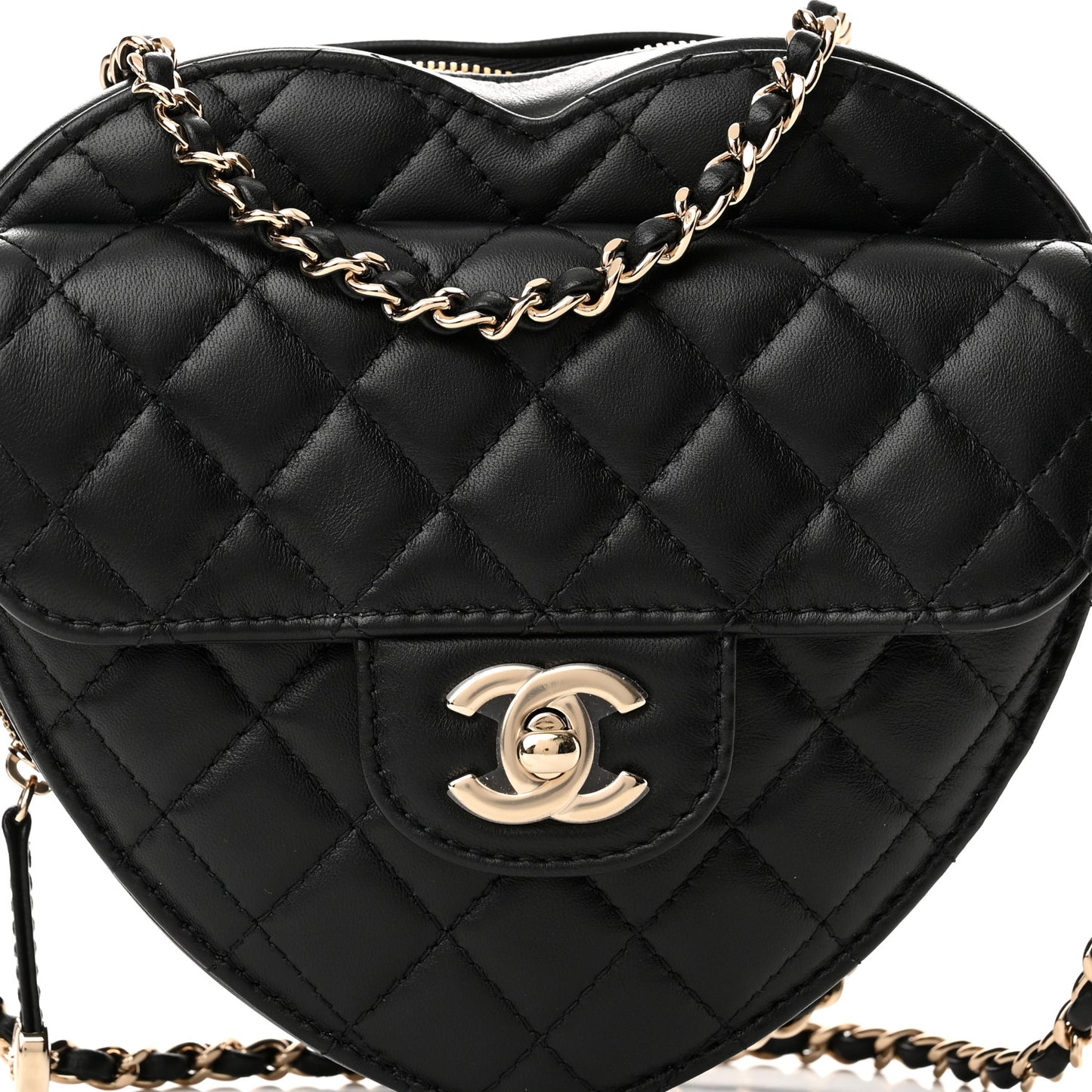 Lambskin Quilted CC In Love Heart Bag Black