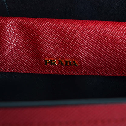 Prada Saffiano Cuir Medium Double Bag Fuoco Black 7 of 10