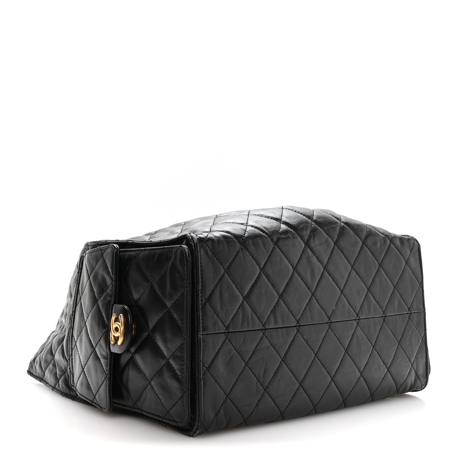 Chanel Shiny Crumpled Calfskin Quilted Medium Chanel 25 Handbag Black 4 of 10