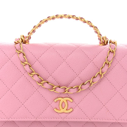 Chanel Shiny Caviar Quilted Pick Me Up Wallet On Chain WOC Pink 9 of 12