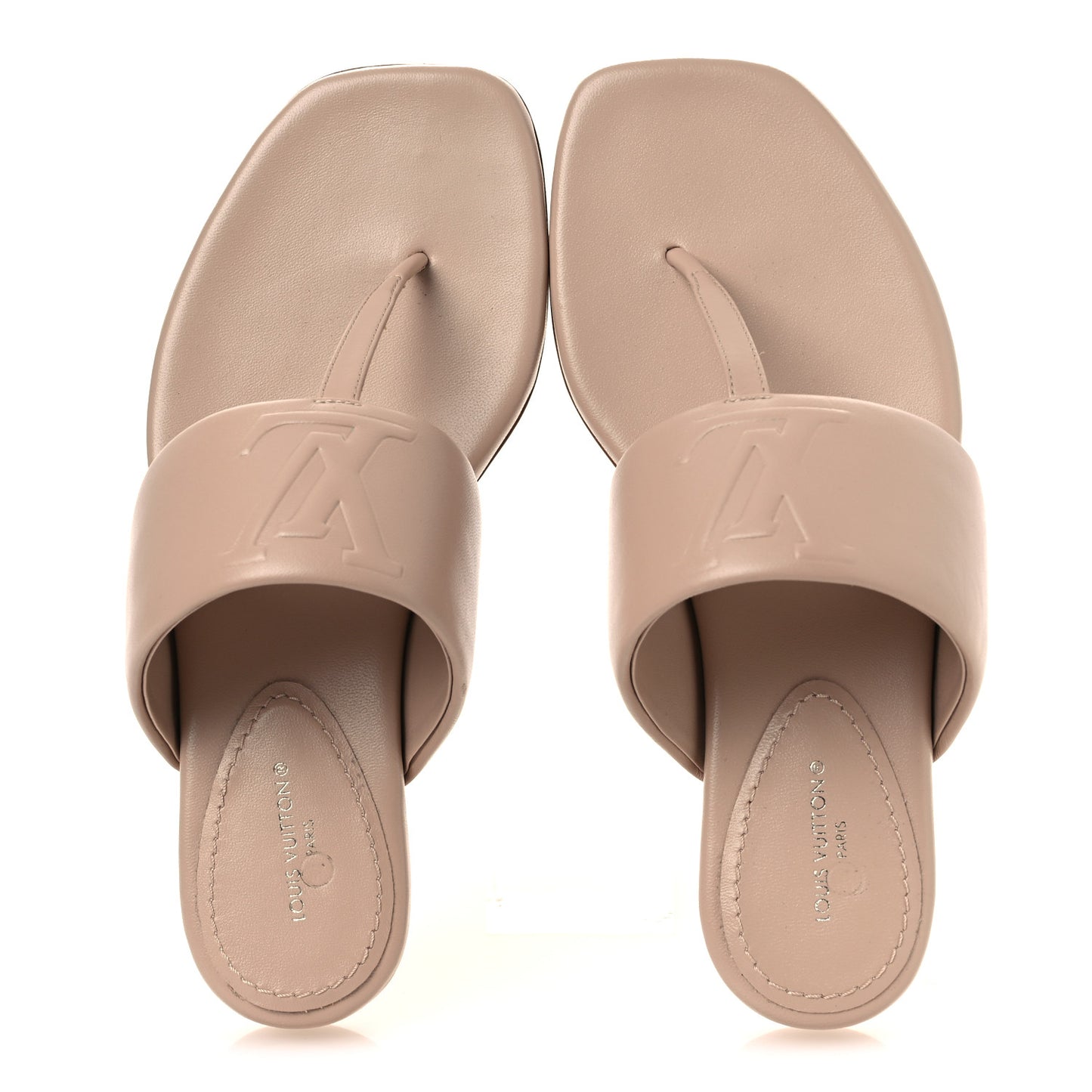 Lambskin Embossed Monogram Drapy Flat Thong Sandal 35.5 Beige