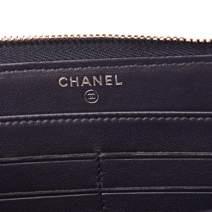 Chanel Woven Lambskin Quilted Large Zip Around Wallet Navy 5 of 8