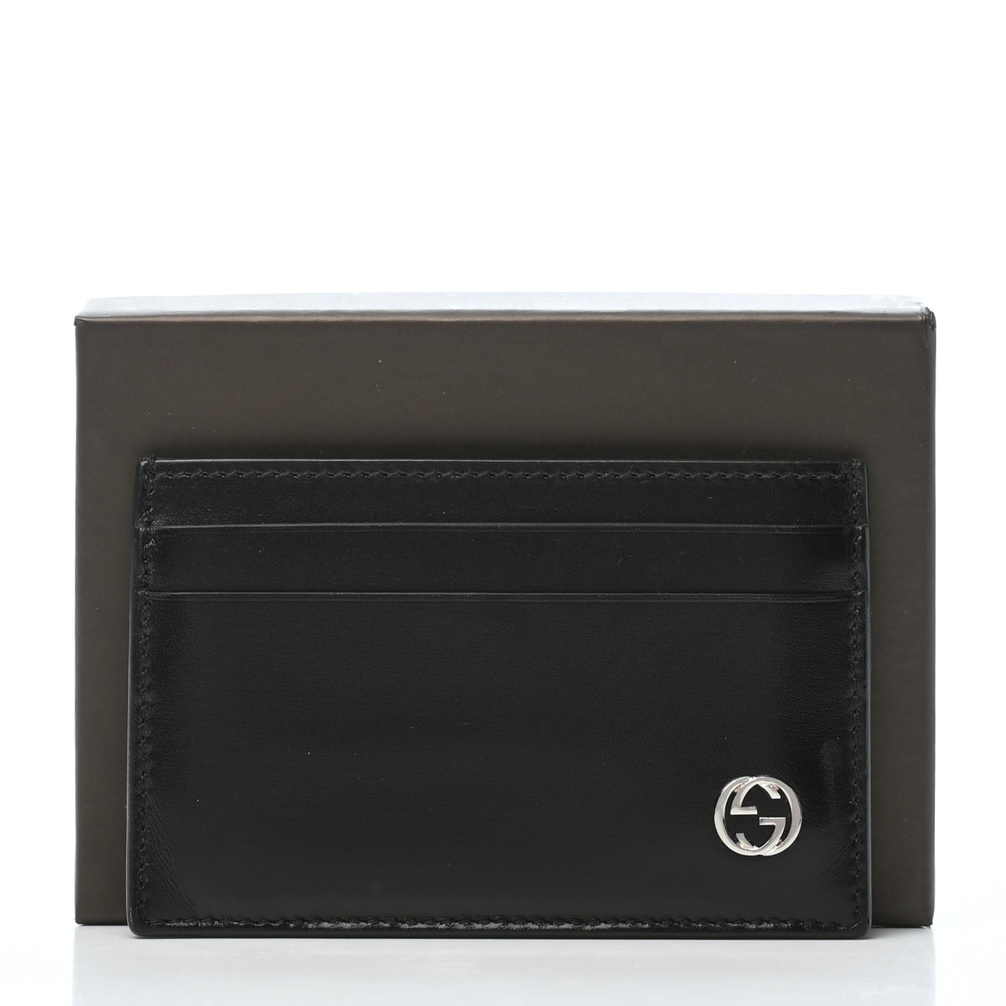 Calfskin GG Card Holder Black