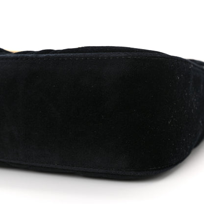 Gucci Velvet Matelasse Loved Embroidered Medium GG Marmont Shoulder Bag Black 10 of 13