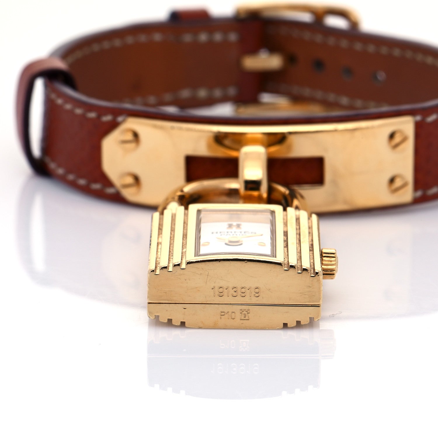 Hermes Stainless Steel Courchevel 20mm Kelly Cadena Quartz Watch Gold 4 of 8