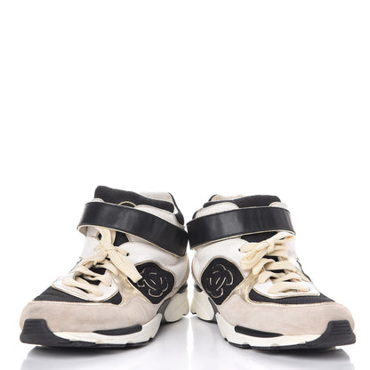 Chanel Mens Suede Calfskin CC High Top Sneakers 43 White Black 5 of 13