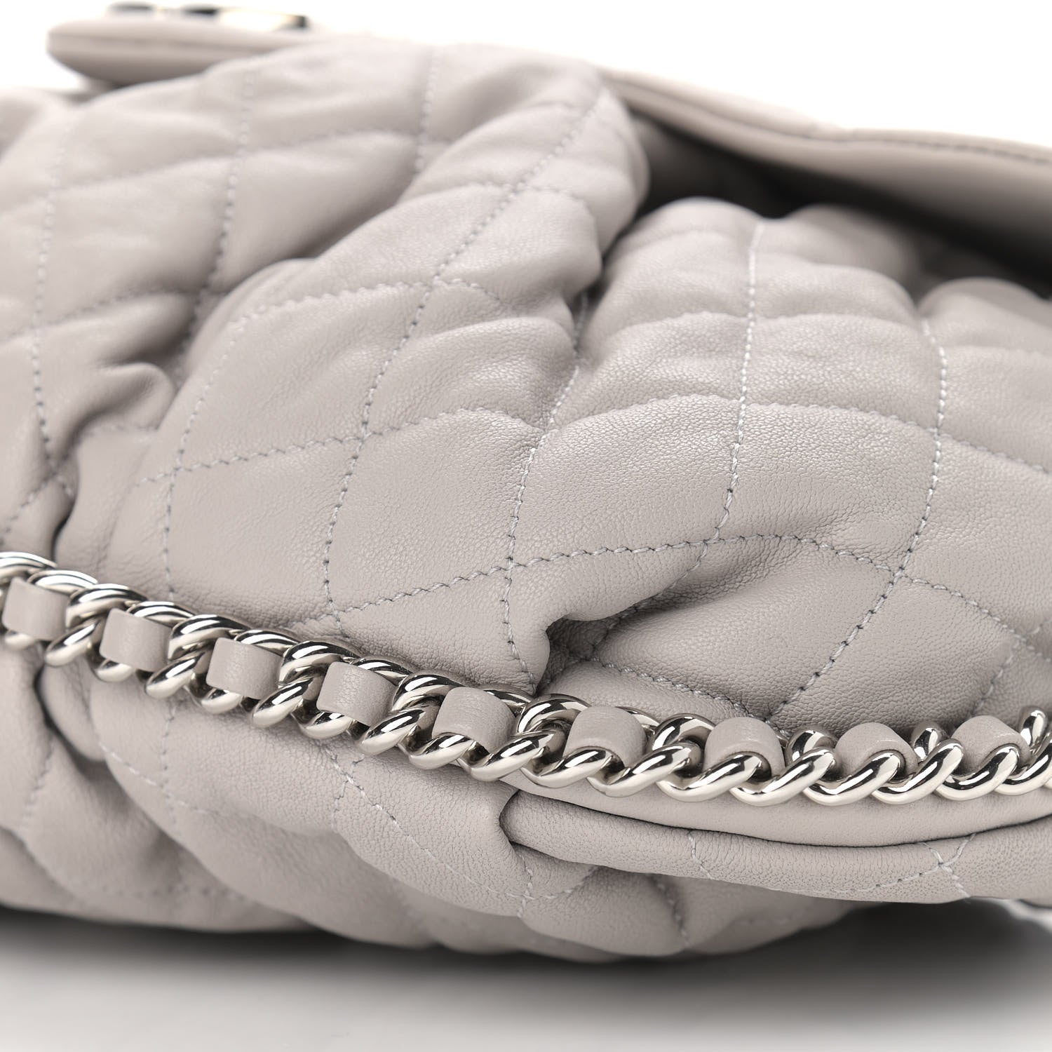Chanel Washed Lambskin Quilted Large Chain Around Flap Grey 10 of 10