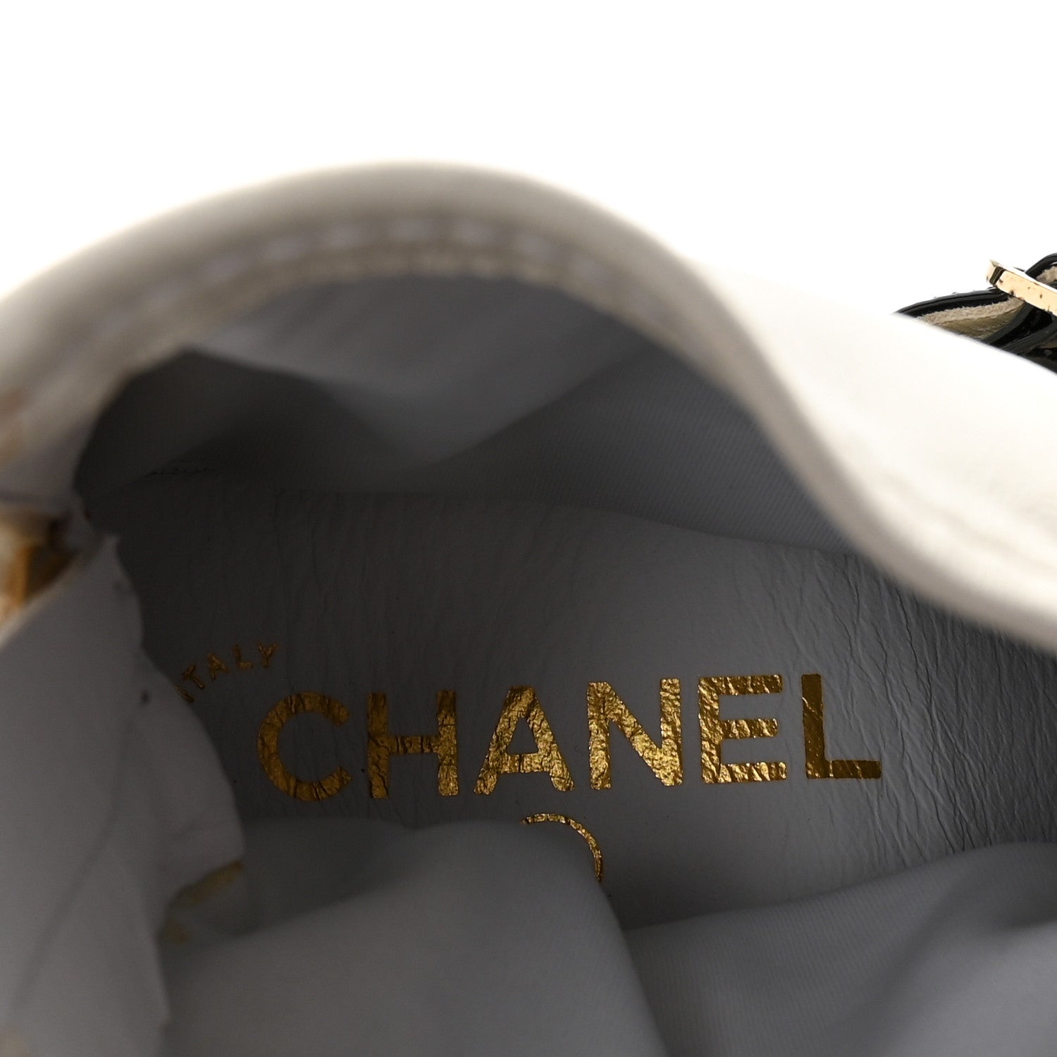 Chanel Patent Mary Jane Sock Boots 39 Black White 8 of 10