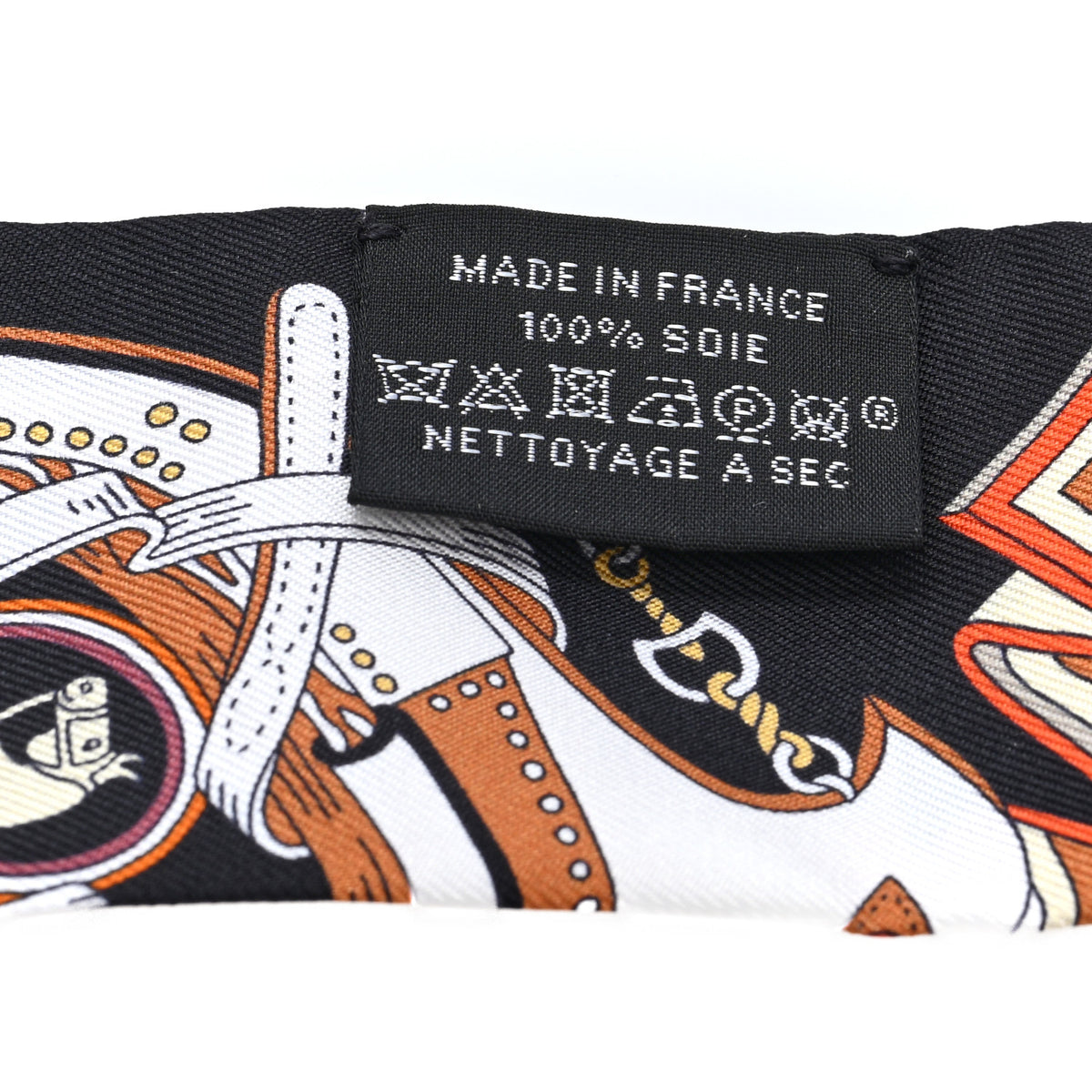Hermes Silk Bouquets Selliers Twilly White Black Caramel 3 of 3