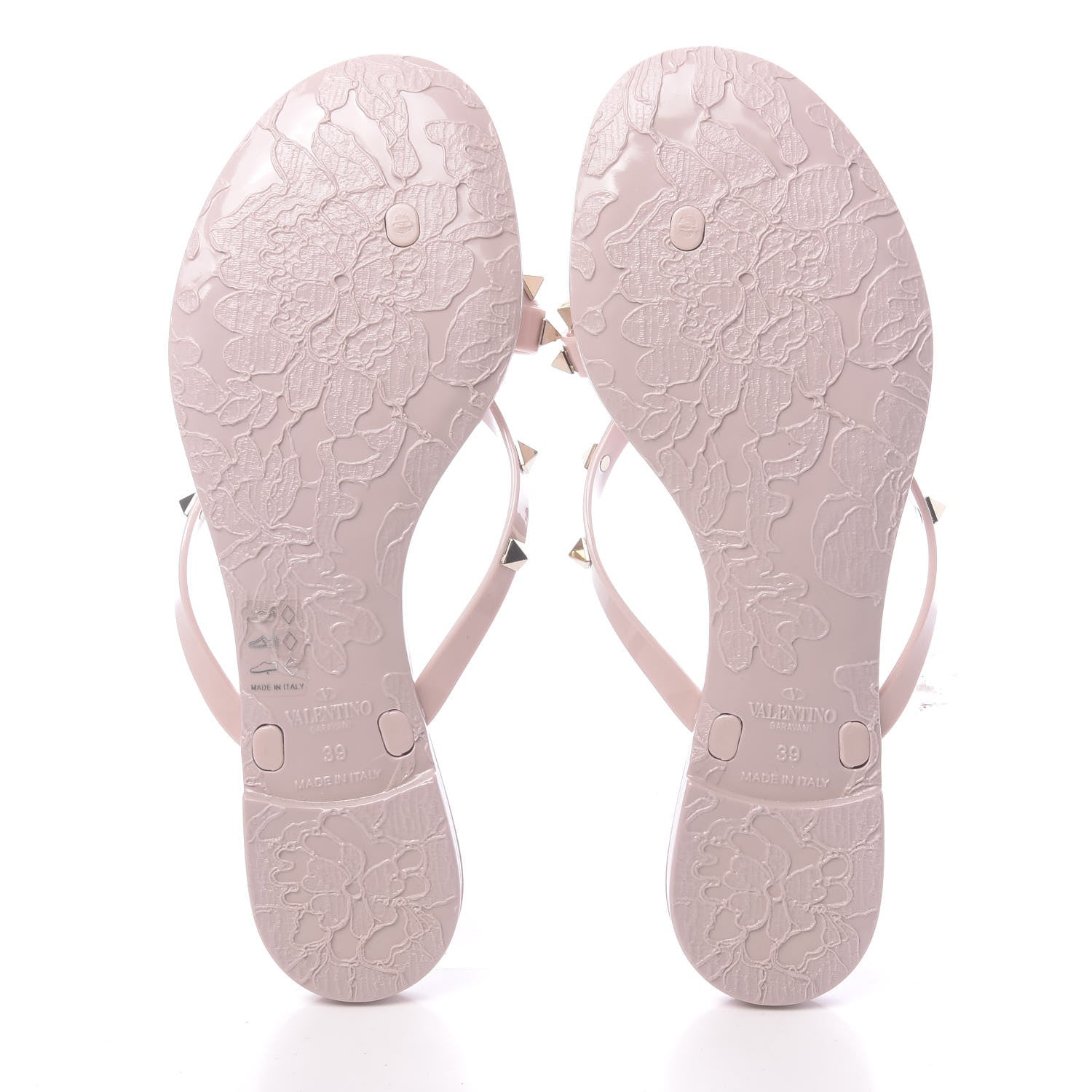 Valentino Garavani PVC Jelly Rockstud Bow Thong Sandals 39 Poudre 5 of 7