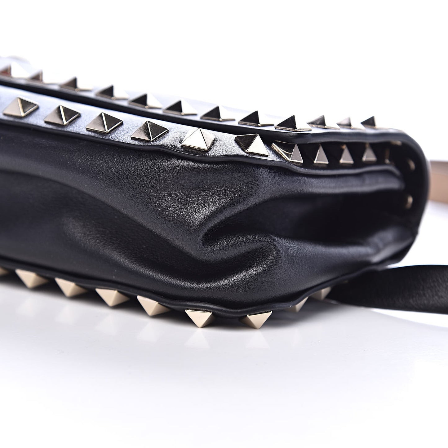Calfskin Rockstud Belt Bag Black
