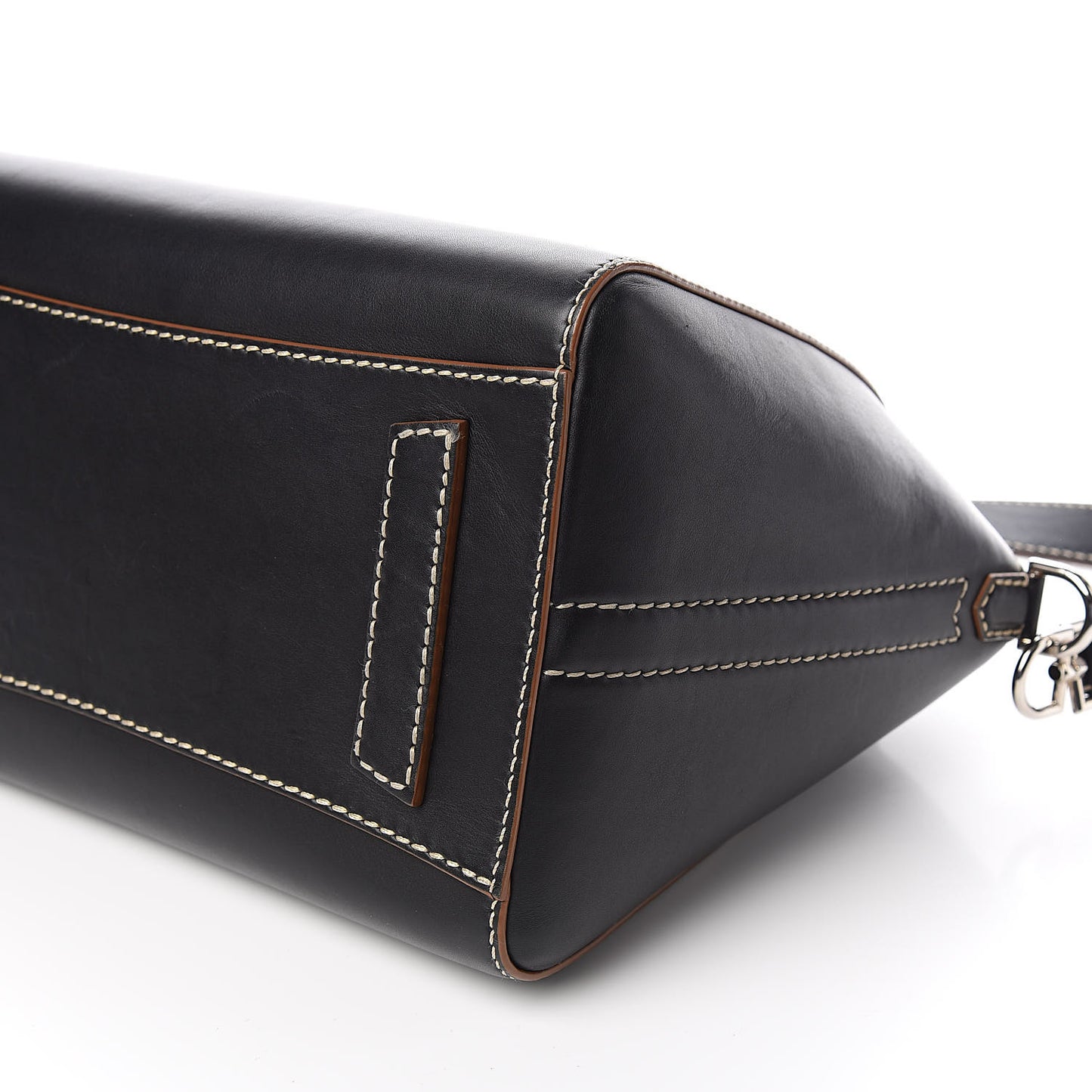 Calfskin Contrast Topstitch Medium Antigona Black White Brown