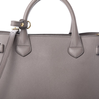 Burberry Derby Calfskin House Check Medium Banner Tote Thistle Grey 8 of 10