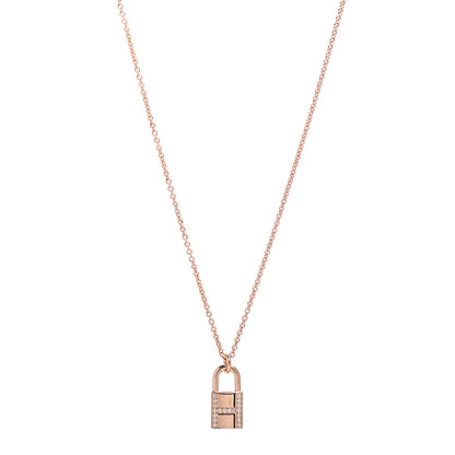 Hermes 18K Rose Gold Diamond Amulettes Cadenas Pendant Necklace 1 of 6
