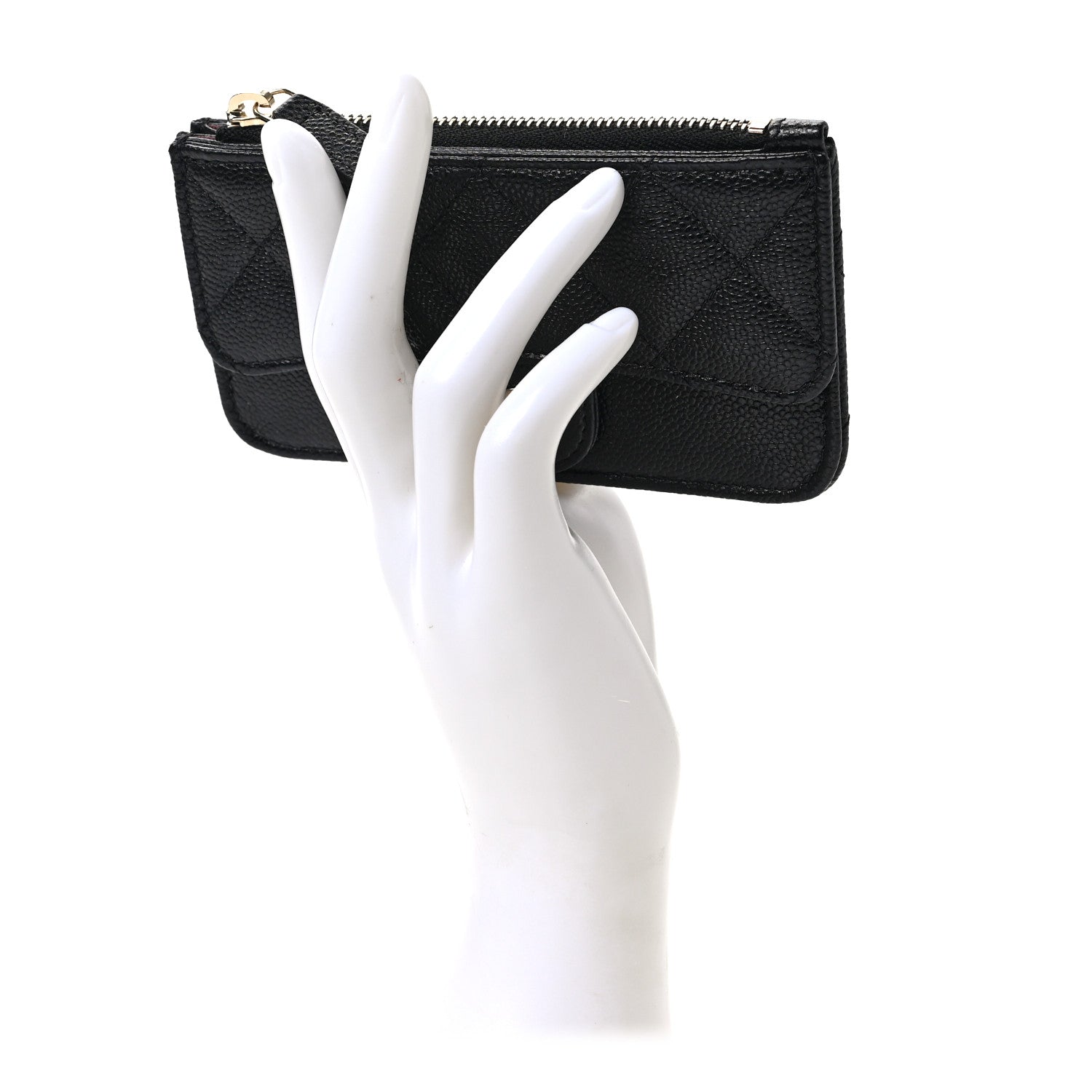 Chanel Caviar Quilted Flap Zip Card Holder Black 2 of 7