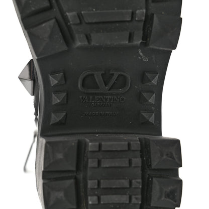 Valentino Garavani Calfskin Tonal Roman Stud 20/85mm Combat Boots 36.5 Black 6 of 15