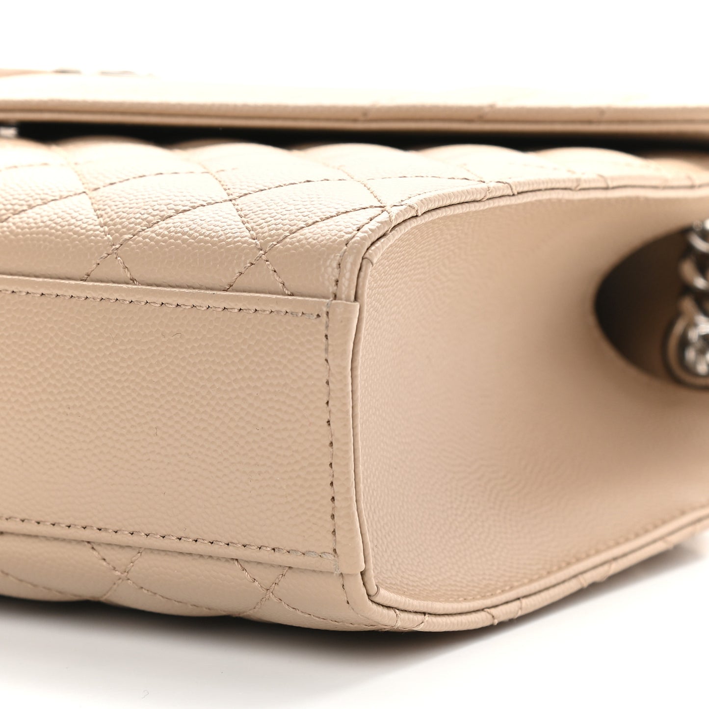 Grain De Poudre Textured Mixed Matelasse Medium Triquilt Monogram Satchel Dark Beige