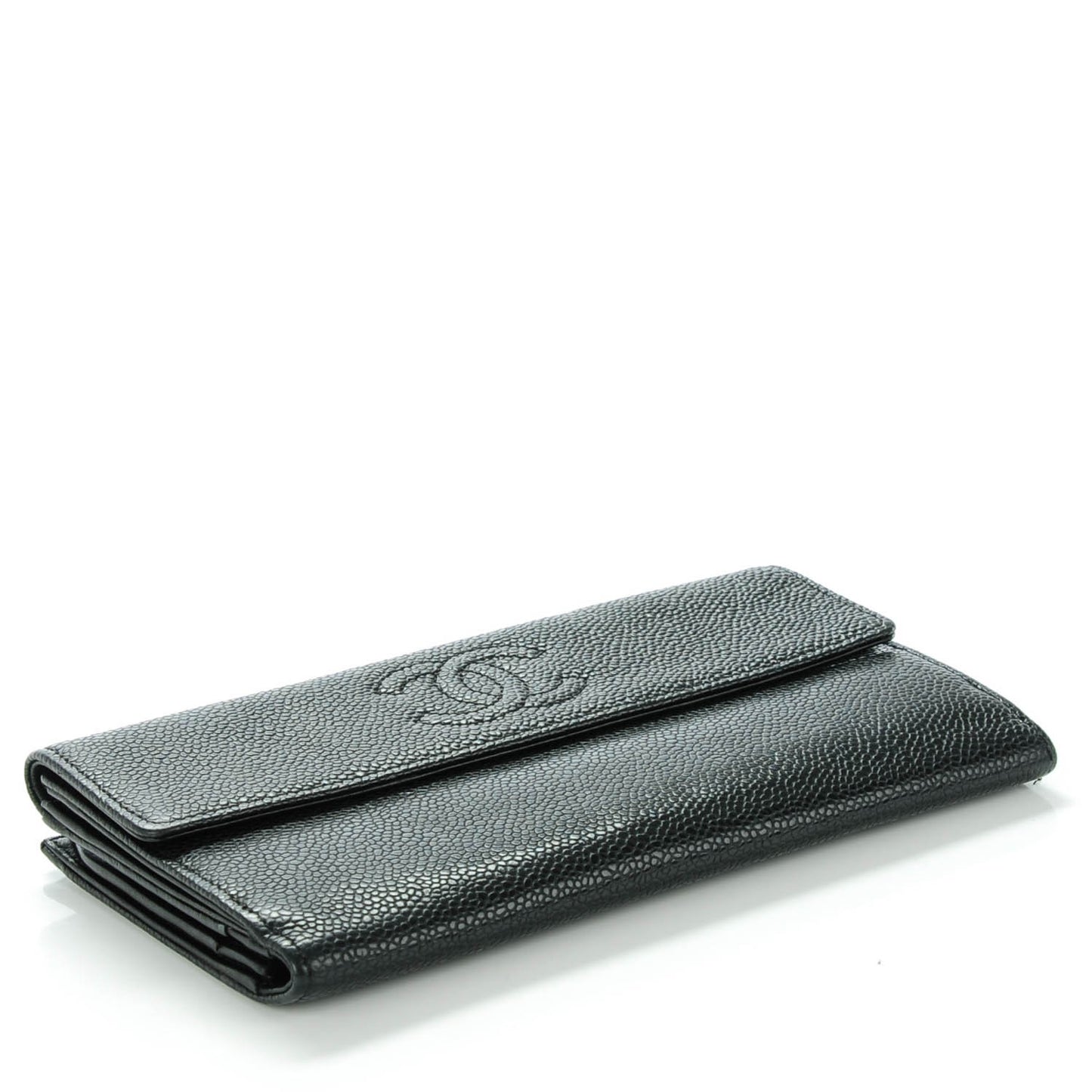 Caviar CC Long Flap Wallet Black