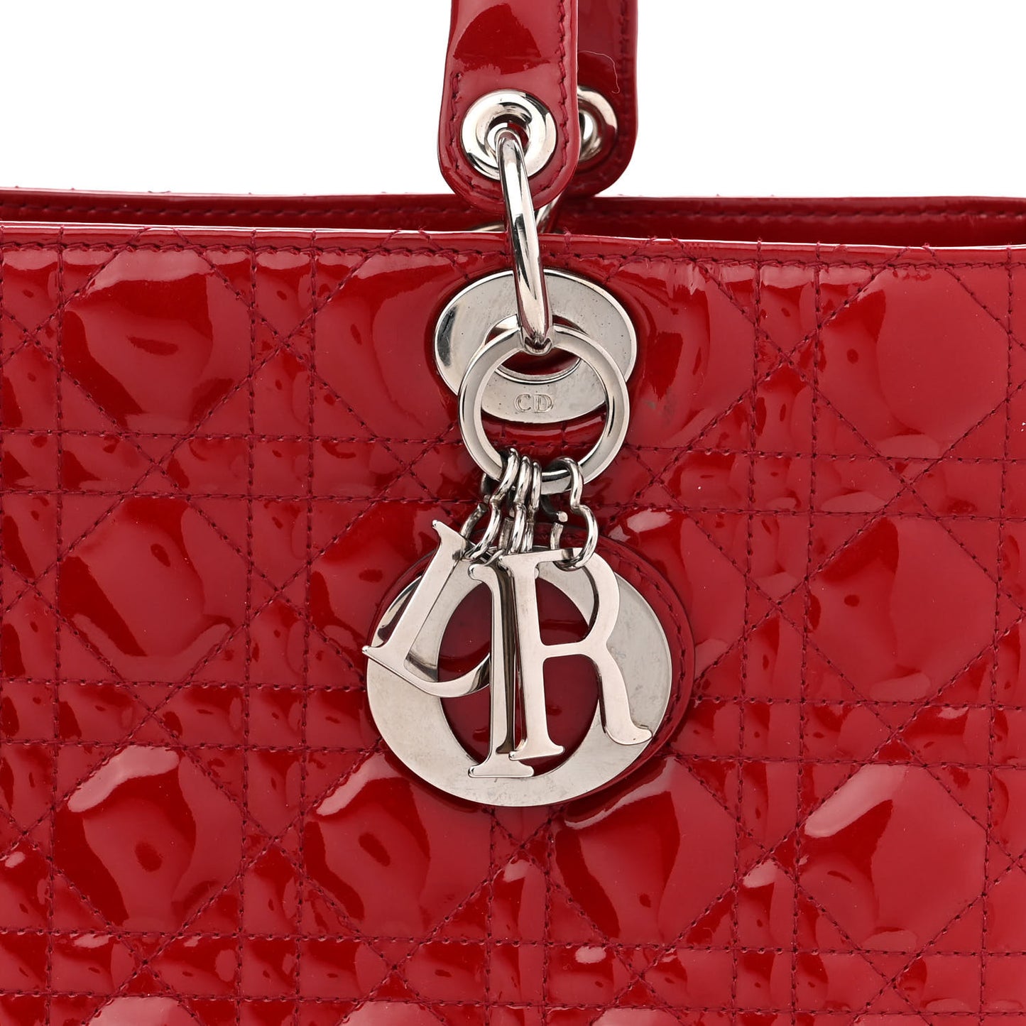 Patent Cannage Large Lady Dior Red