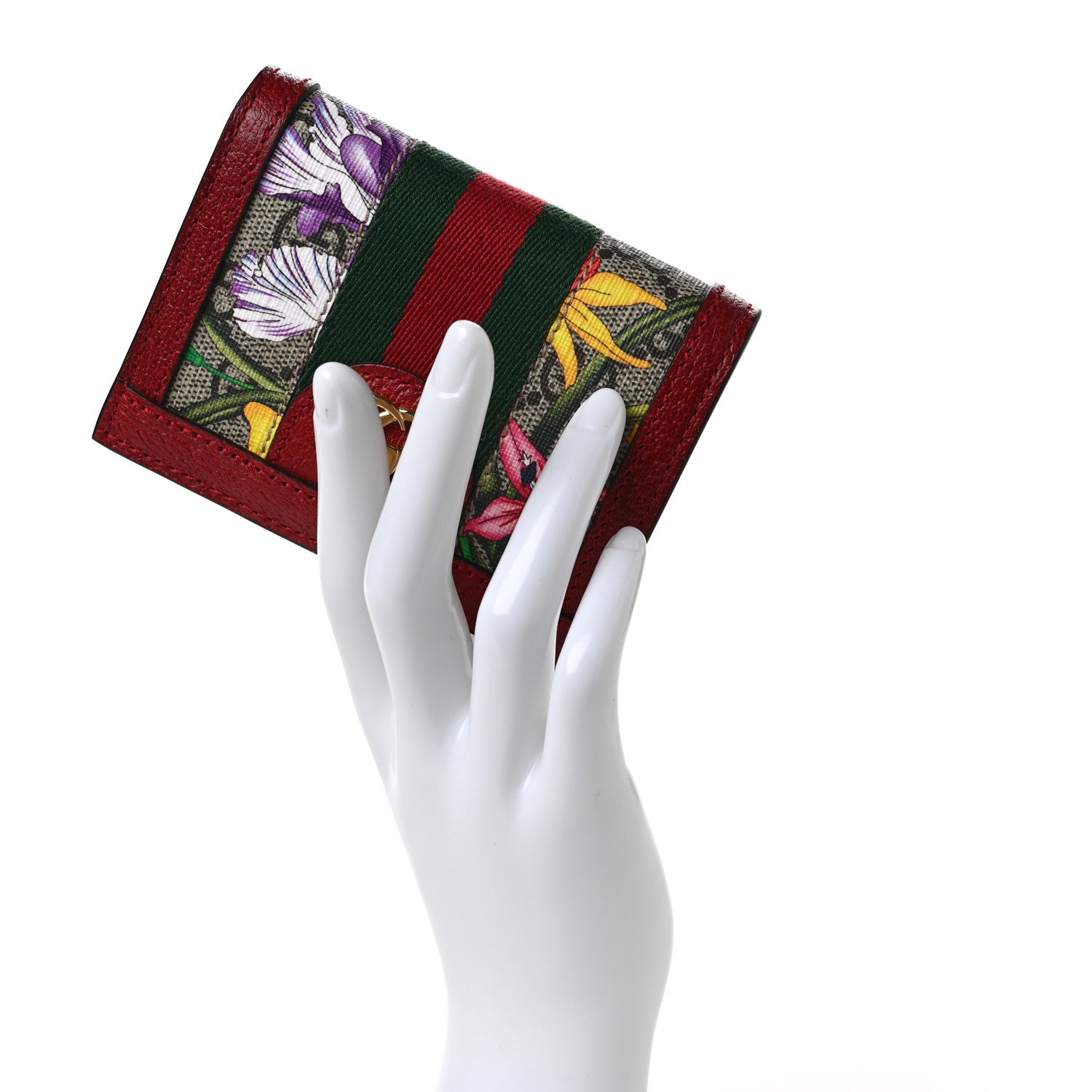 Gucci GG Supreme Monogram Flora Web Ophidia Card Case Red 2 of 6