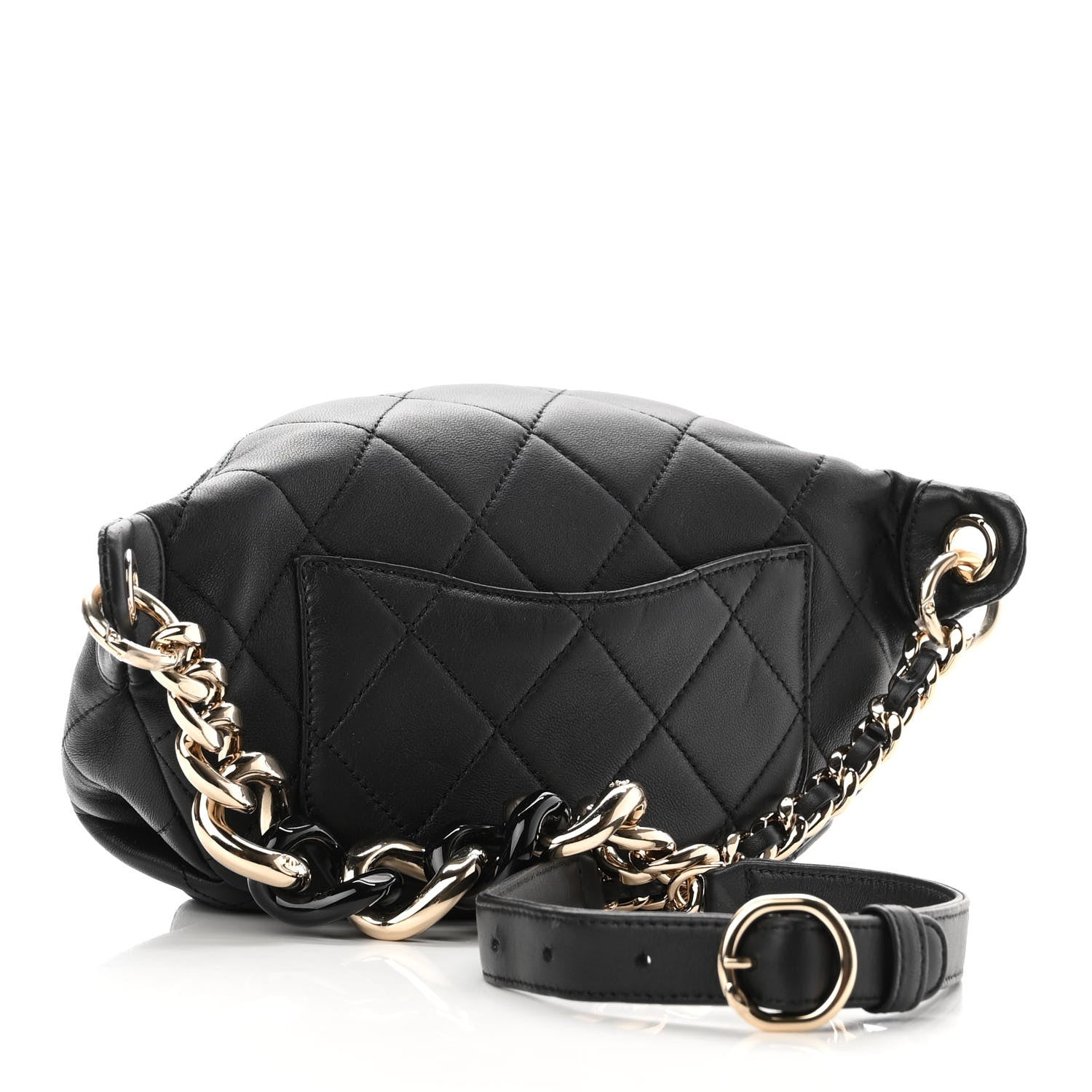 Chanel Lambskin Quilted Resin Bi-Color Waist Bag Fanny Pack Black 2 of 10