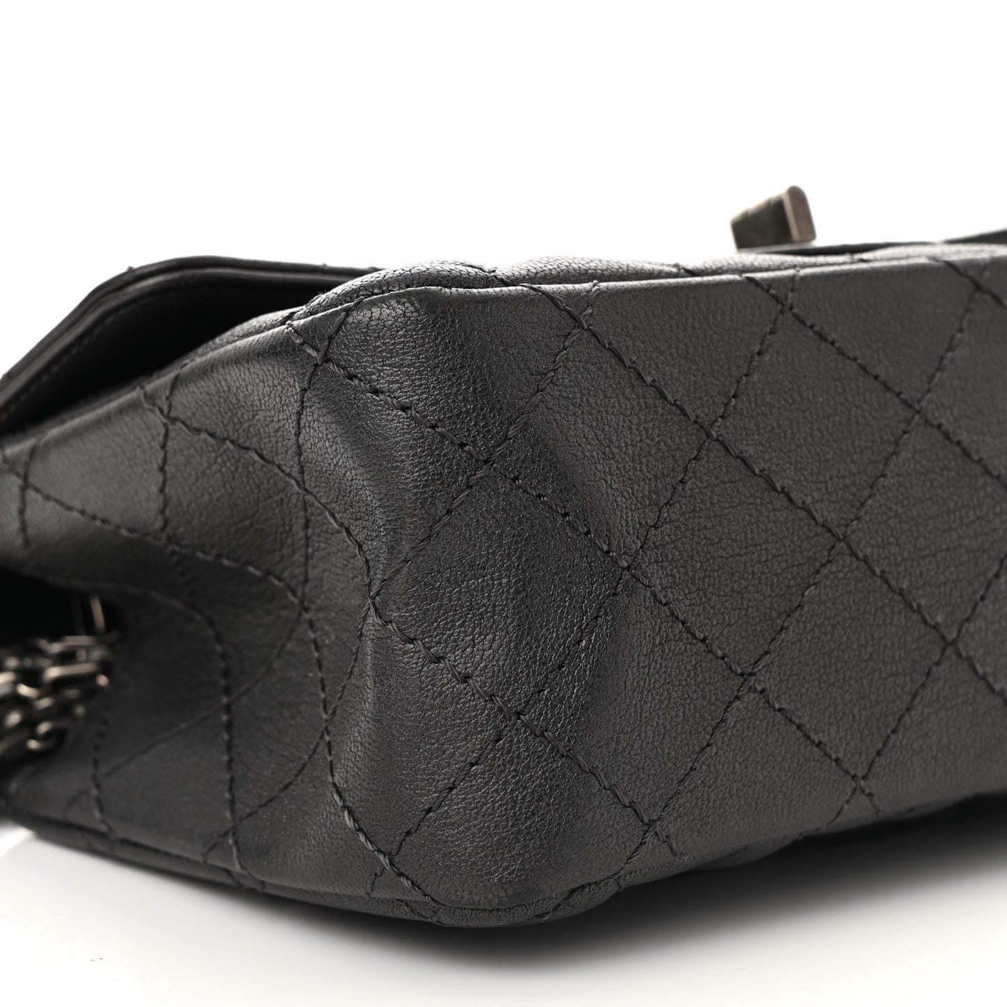 Metallic Sheepskin Quilted 2.55 Reissue Mini Flap Dark Silver