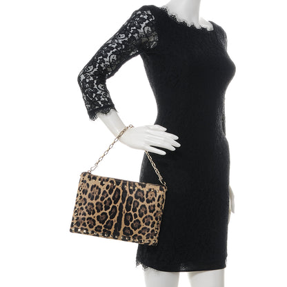 Valentino Garavani Calf Hair Leopard Print Rockstud Zip Chain Pouch Leopard 2 of 9