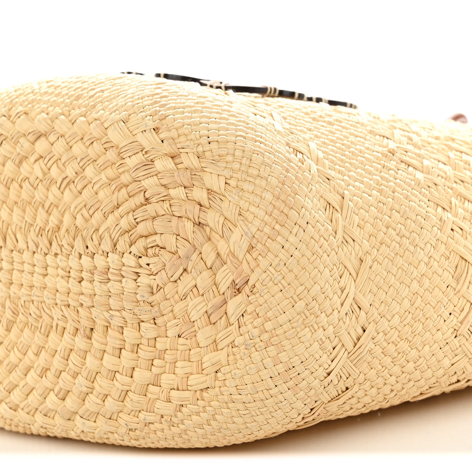 Loewe Calfskin Raffia Paulas Ibiza Medium Anagram Basket Tote Bag Natural Tan 10 of 11