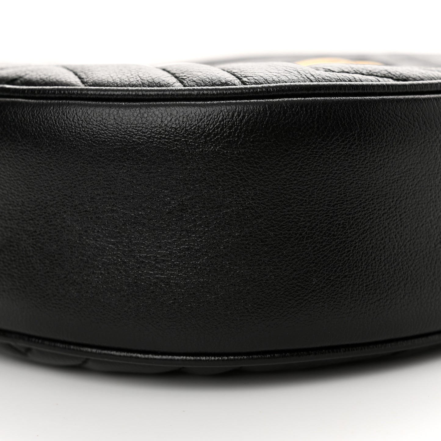 Azalea Calfskin Matelasse Heart Mini GG Marmont Round Shoulder Bag Black