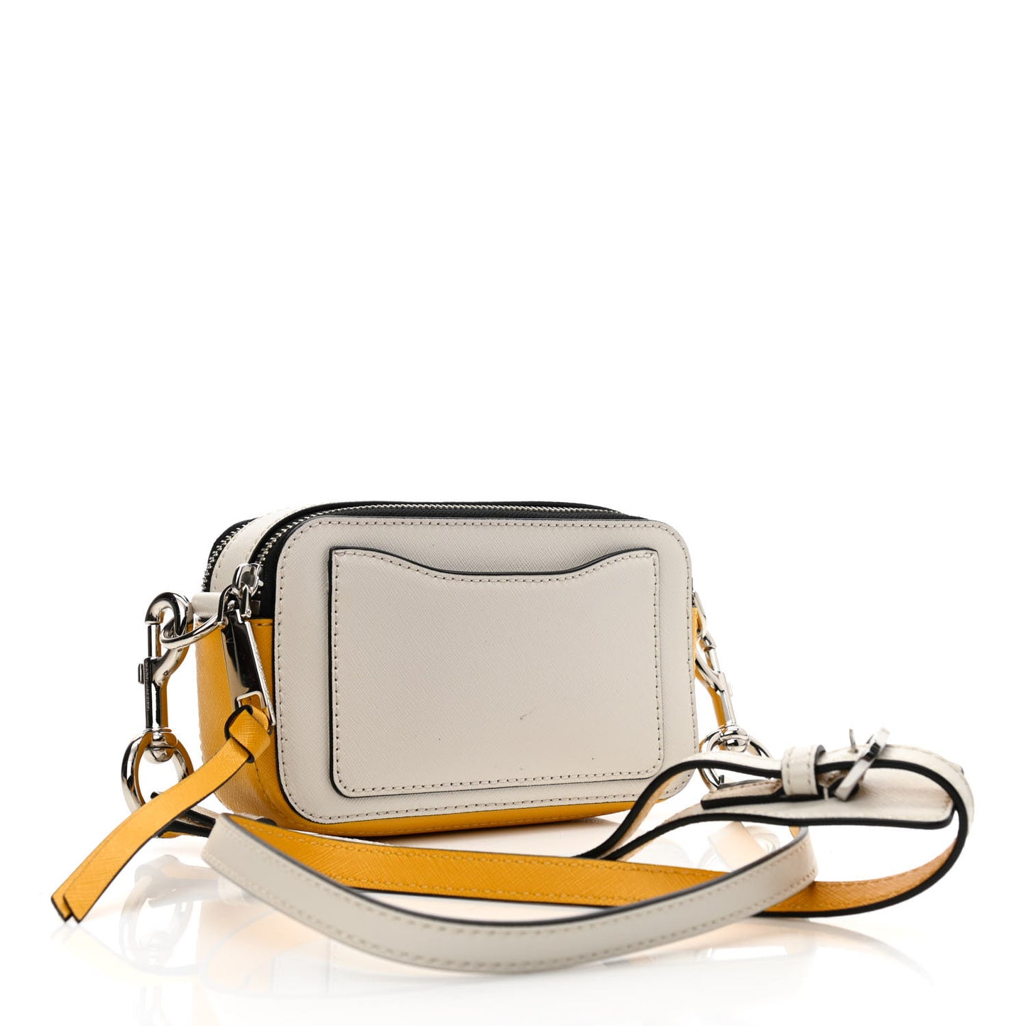 Saffiano Small Snapshot Camera Bag White Yellow