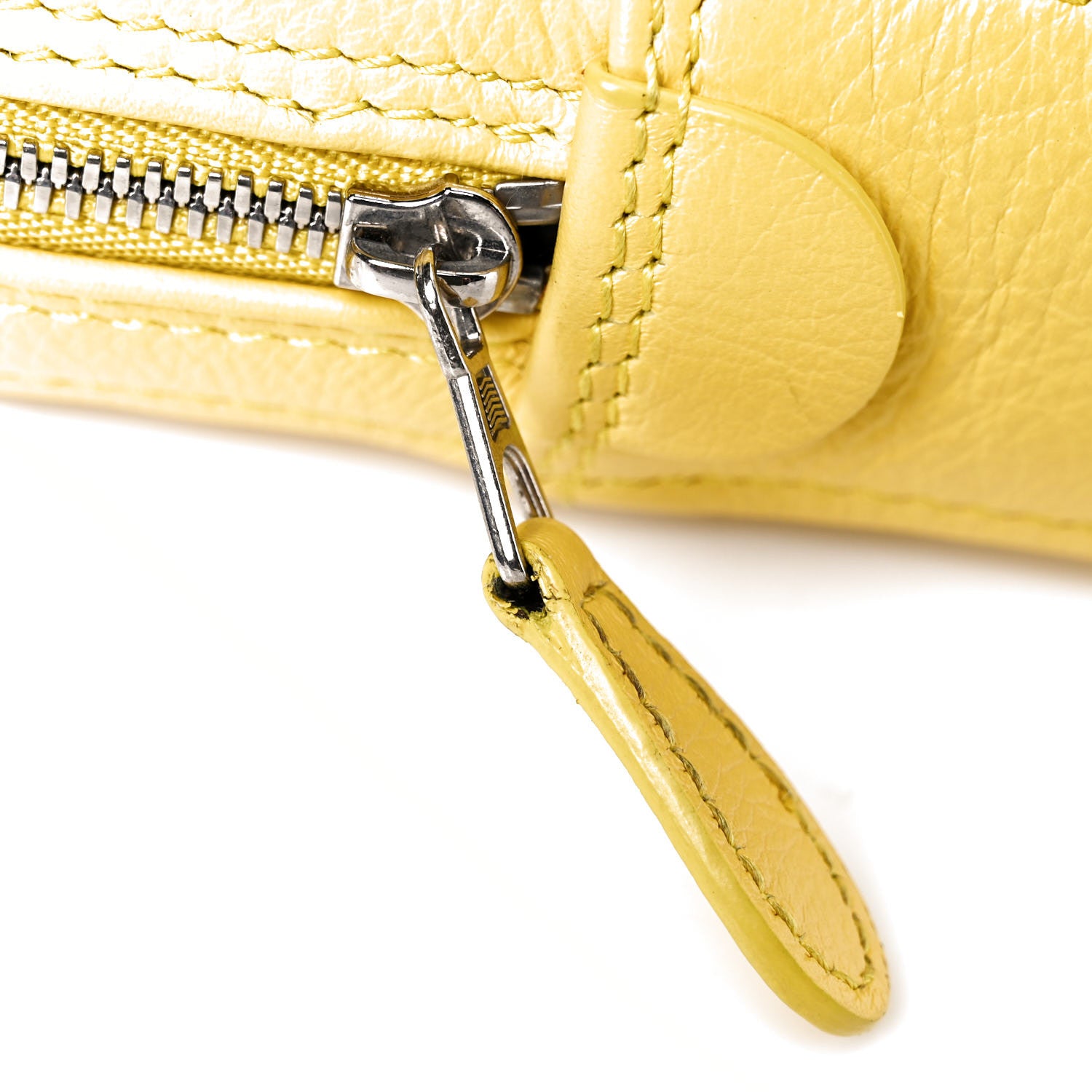 Balenciaga Shiny Day Calfskin Logo M Triangle Pouch Jaune Black 12 of 12