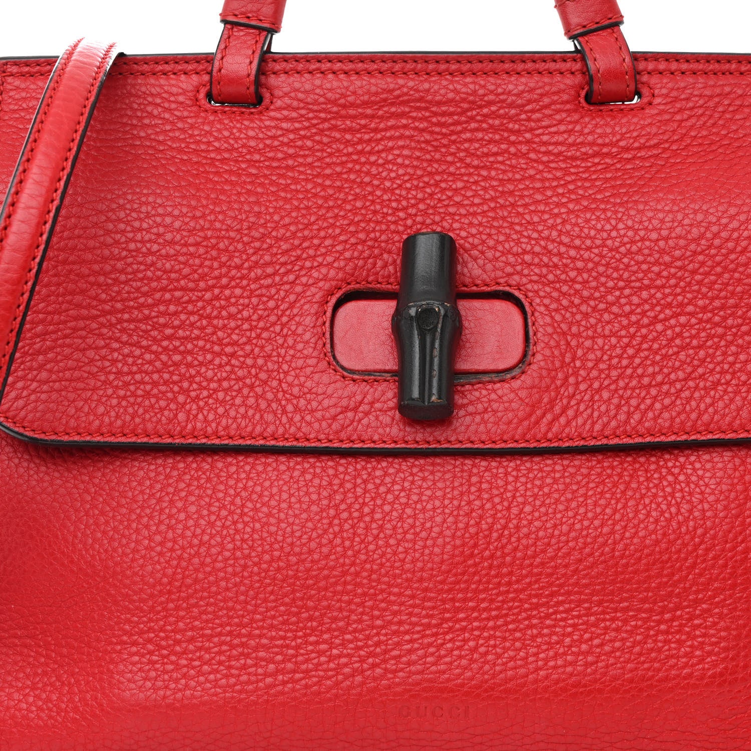 Gucci Cellarius Calfskin Small Bamboo Daily Top Handle Bag Hibiscus Red 7 of 11