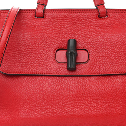 Gucci Cellarius Calfskin Small Bamboo Daily Top Handle Bag Hibiscus Red 7 of 11
