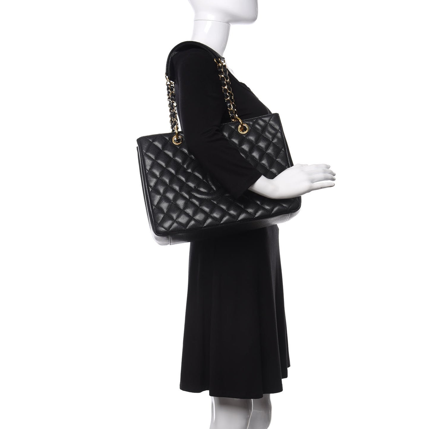 Caviar Quilted Grand Shopping Tote GST Black