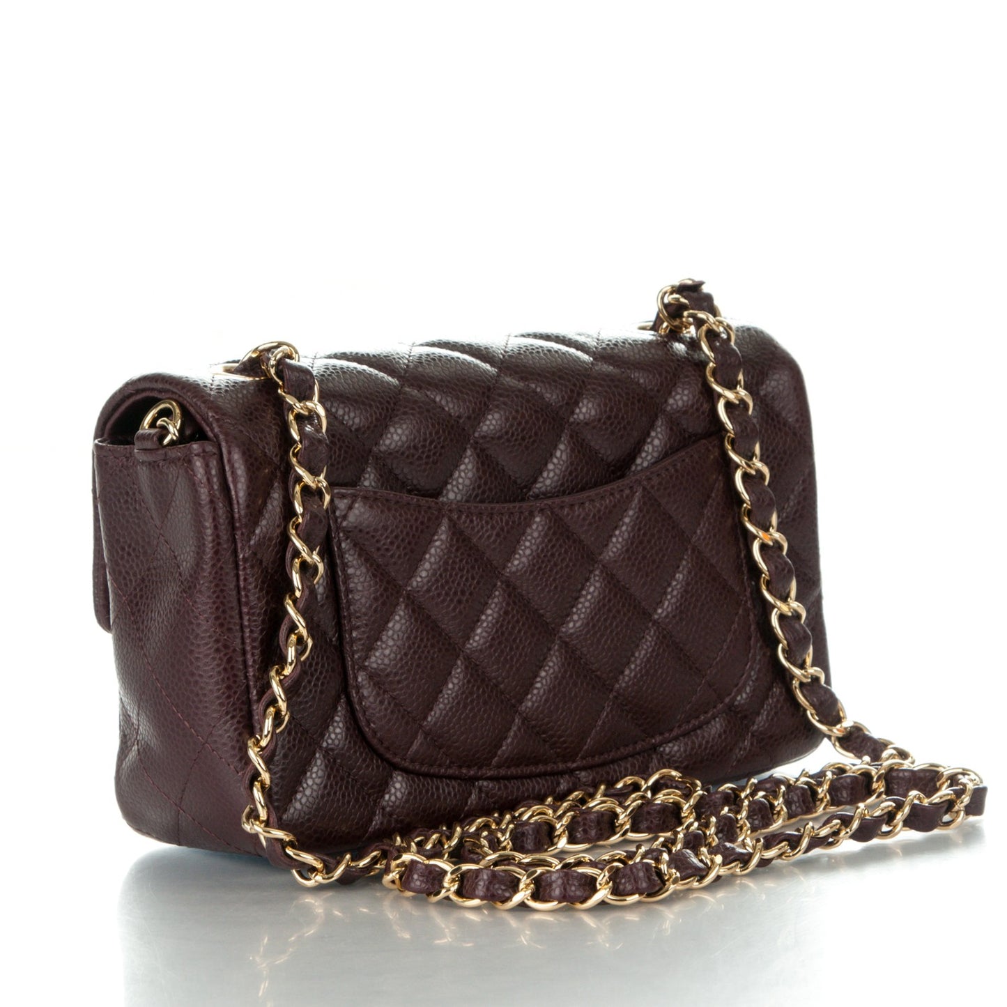Caviar Quilted Mini Rectangular Flap Burgundy