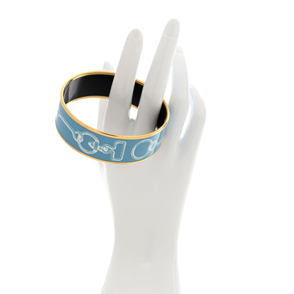 Hermes Enamel Printed Inventaire Poetique Pour Un Conte Sellier Wide Bracelet 70 Crepuscule Bleu 2 of 5