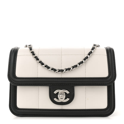 Chanel Lambskin Calfskin Mini Chocolate Bar Flap Bag White Black 1 of 10