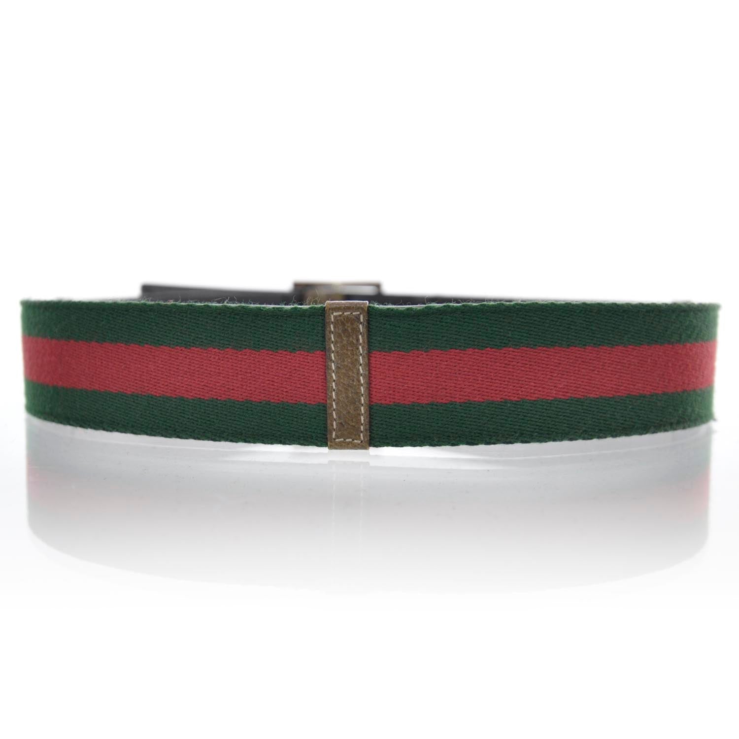 Gucci Leather Web Belt 85 34 2 of 5