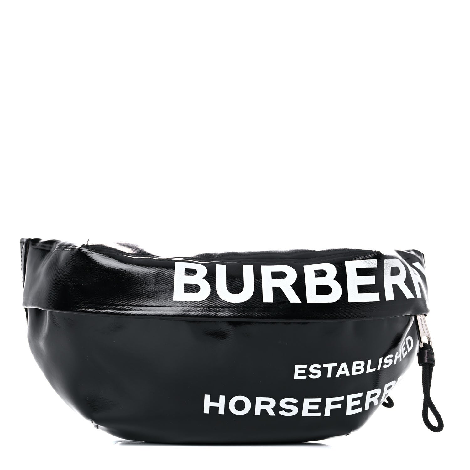 Burberry Coated Canvas Horseferry Print Extra Large Bum Bag Black 1 of 13