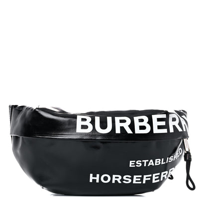 Burberry Coated Canvas Horseferry Print Extra Large Bum Bag Black 1 of 13