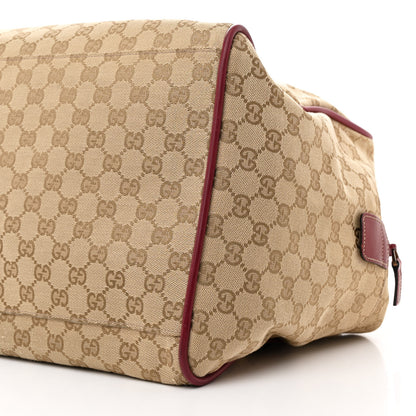 Gucci GG Monogram Web Medium Collapsable Carry On Duffle Beige Red 10 of 13