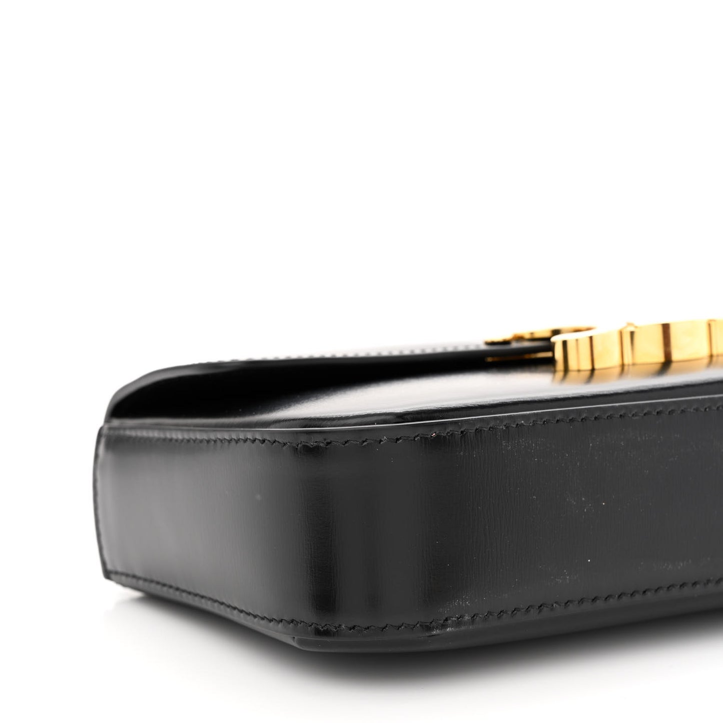 Shiny Calfskin Triomphe Chain Shoulder Bag Black