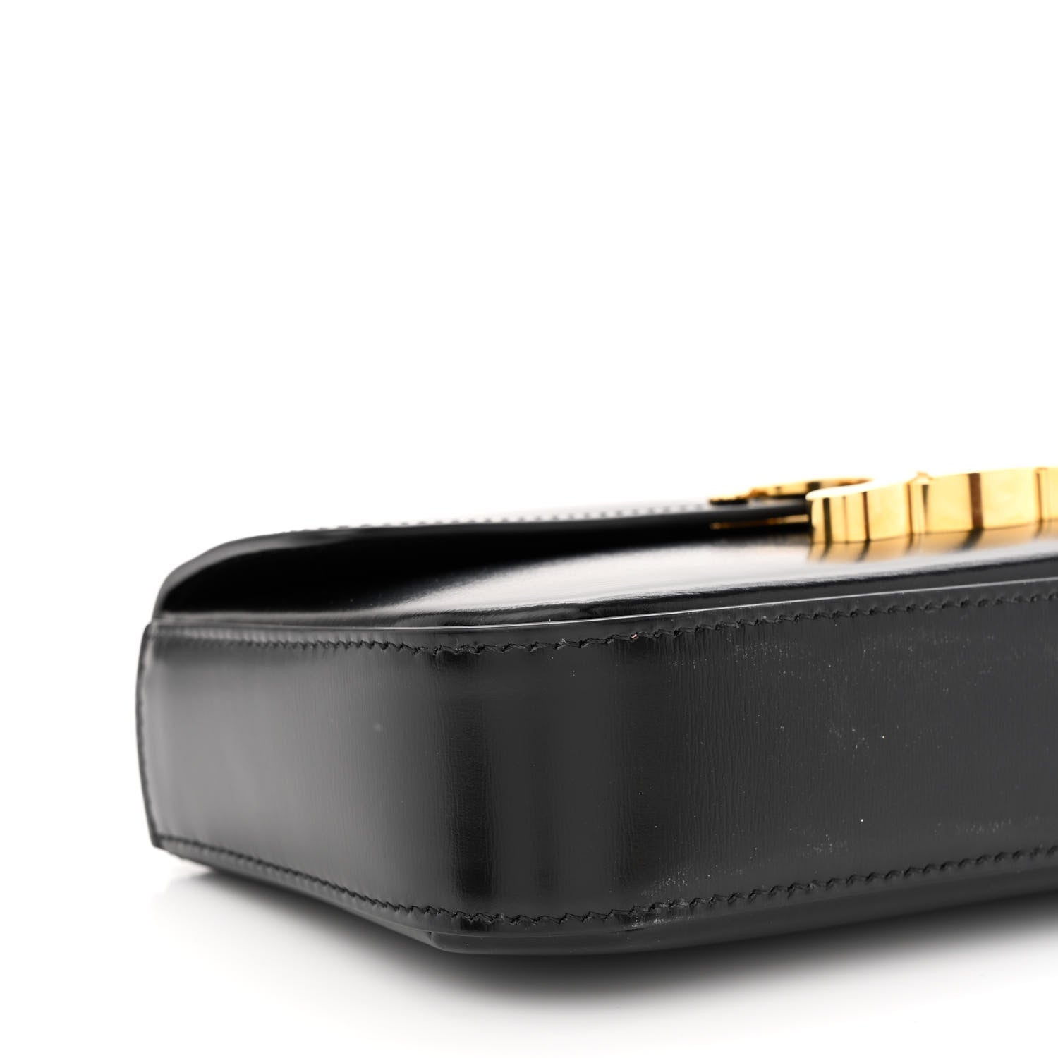 Celine Shiny Calfskin Triomphe Chain Shoulder Bag Black 10 of 11