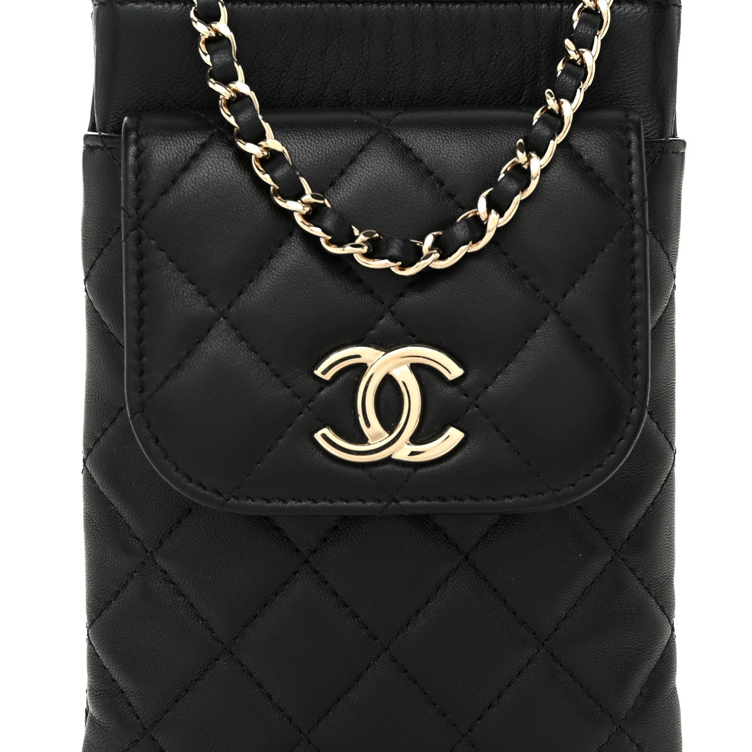 Chanel Lambskin Quilted CC Phone Holder Black 9 of 12