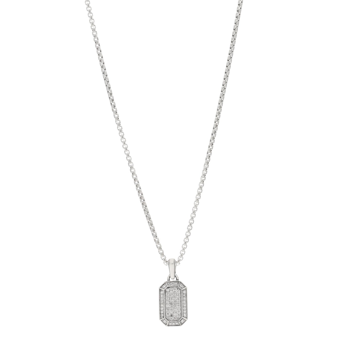 Sterling Silver Diamond Streamline Amulet Pendant Necklace