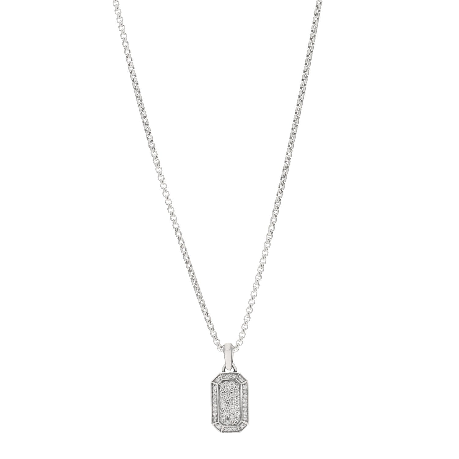 David Yurman Sterling Silver Diamond Streamline Amulet Pendant Necklace 1 of 4