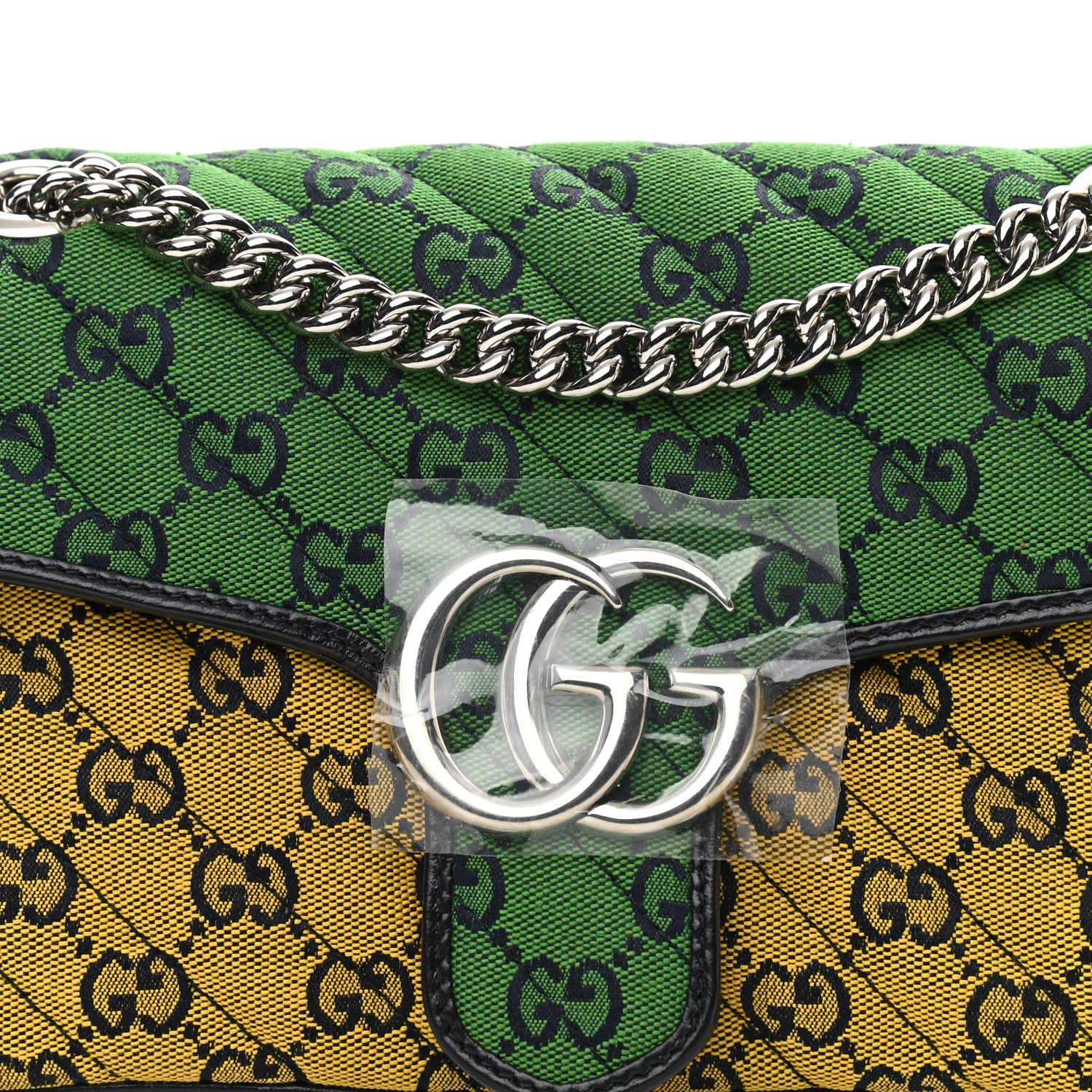 Gucci Monogram Multicolor Matelasse Diagonal Small GG Marmont Shoulder Bag Green Blue Yellow Light Blue Pink 8 of 10