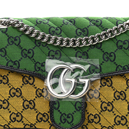 Gucci Monogram Multicolor Matelasse Diagonal Small GG Marmont Shoulder Bag Green Blue Yellow Light Blue Pink 8 of 10
